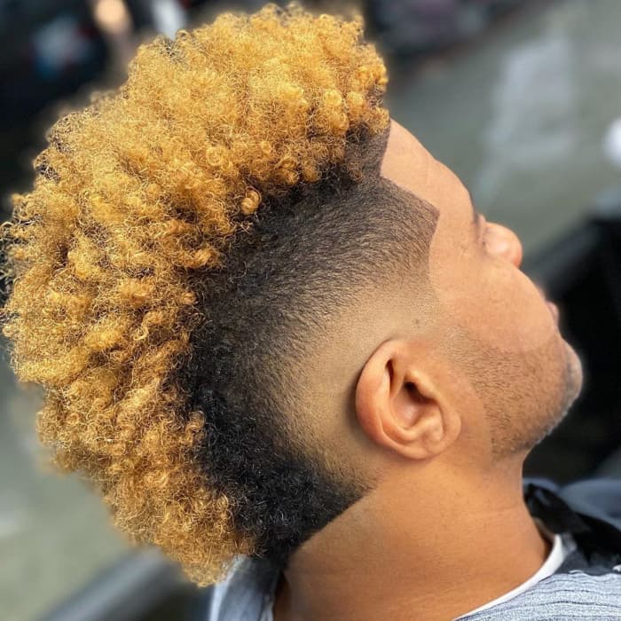 afro temp fade with curls