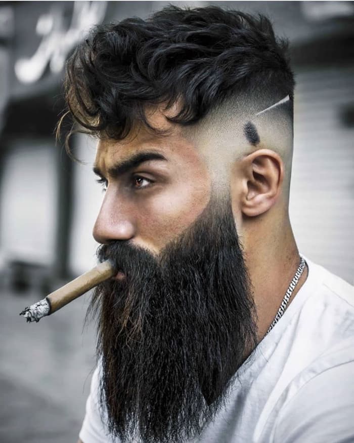 Fade with Sideburns and Beard