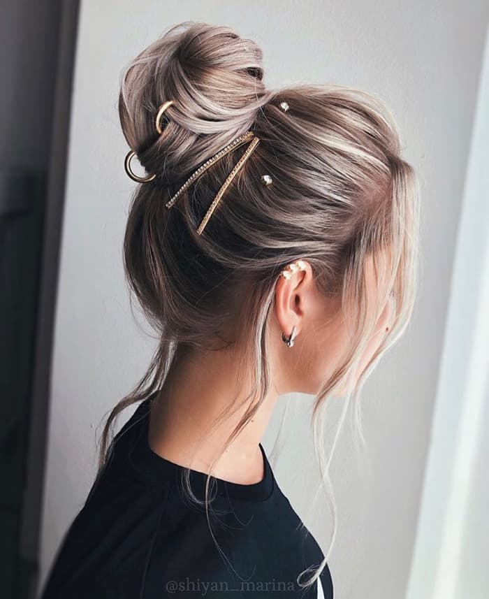 Top Knot and Bangs