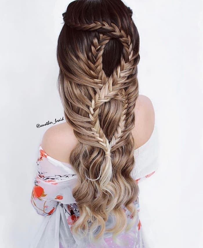 Wavy Hair with Braided Crown