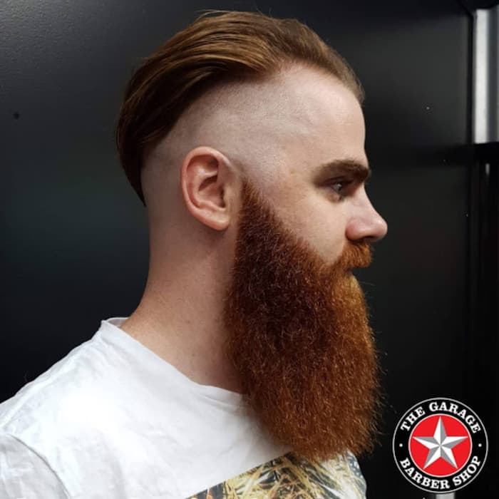 Shaved Sides + Comb Over + Full Beard
