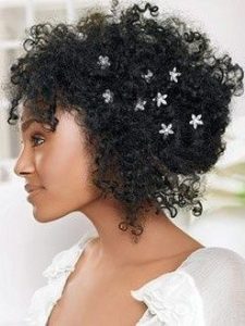 Wedding Hairstyles For Black Women Natural Curls & Star Flowers