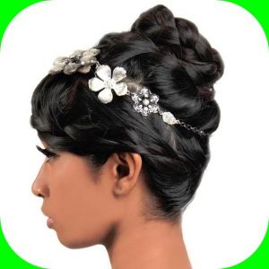 Wedding Hairstyles For Black Women Silver Flower Crown Braid Bun