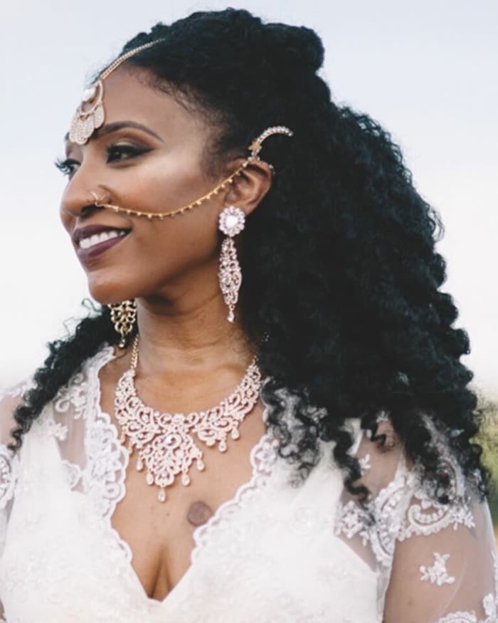 Long With Curly Ends & Rhinestone Chain Head Piece