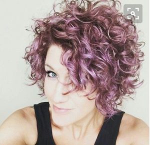 Curly Hairstyles for Women Messy Violet Curly Bob