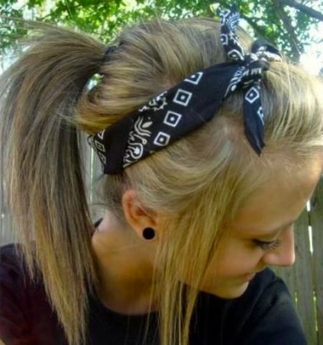 ponytail bandana hair updos medium diy easy pony tail looks