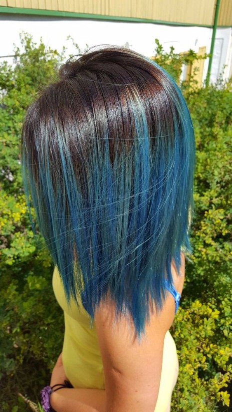 ombre hair brown blue