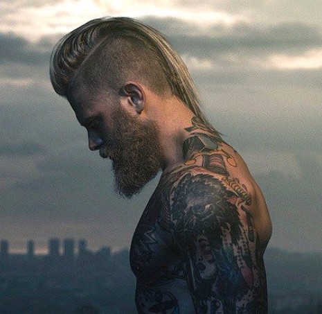 Viking Mohawk hairstyle with long hair