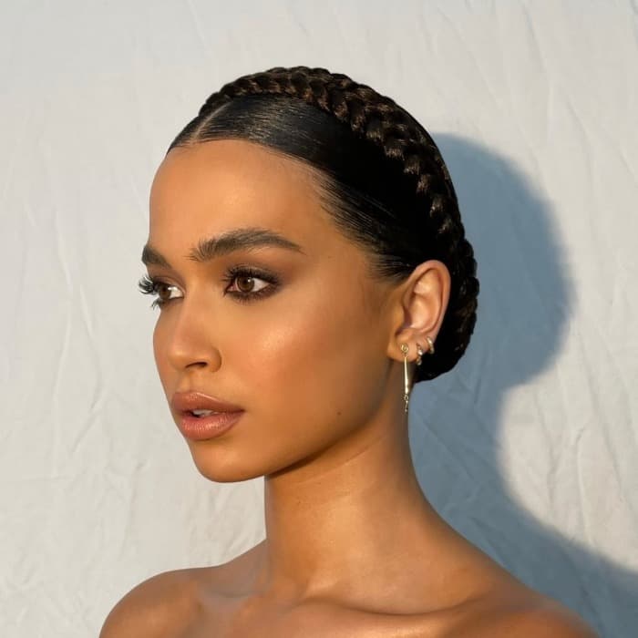 Image of Crown braids Mexican hairstyle