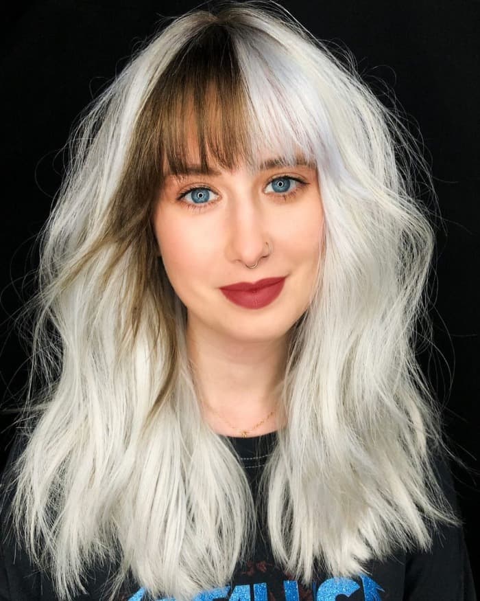 Portrait of a young girl, blonde with bleached hair, Caucasian