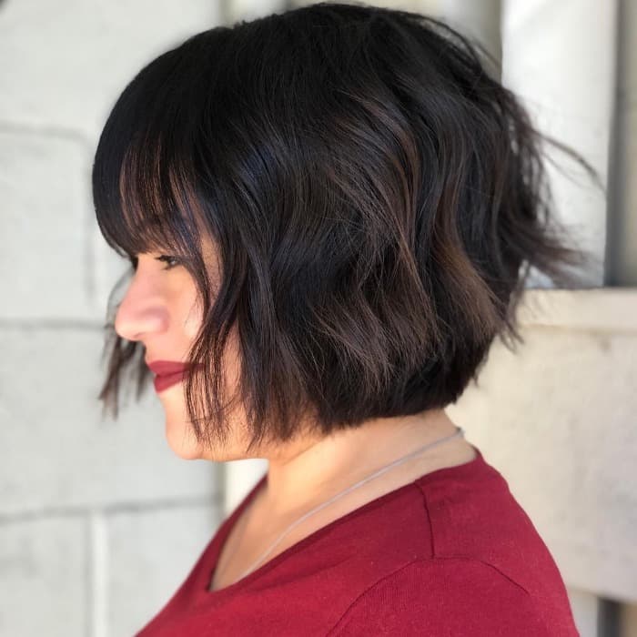 Rounded Brunette Bob with Voluminous Layers