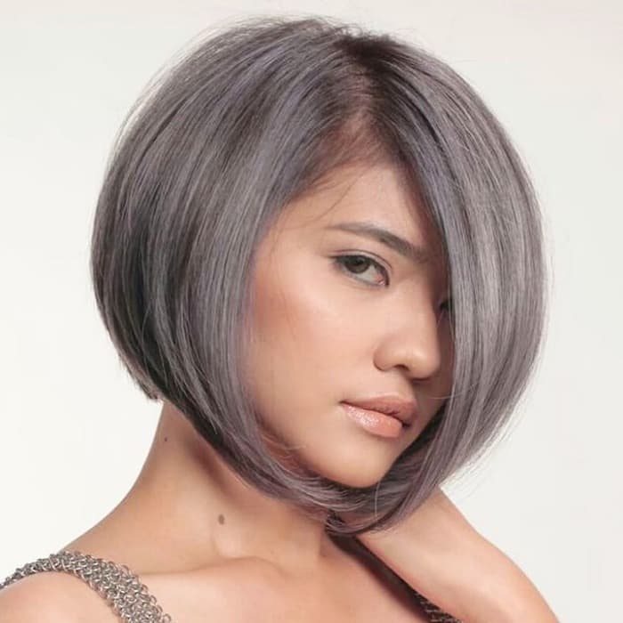 Tapered Inverted Bob with Gray Babylights