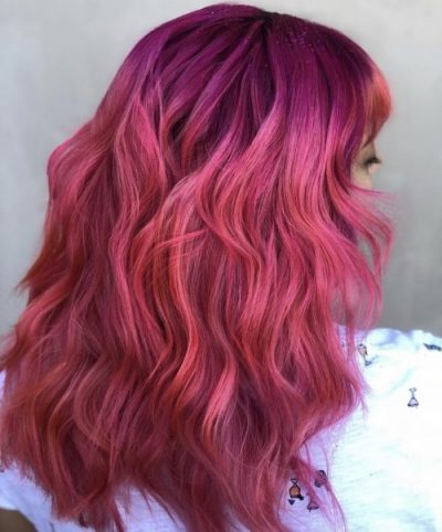 Fuchsia hair color with purple roots