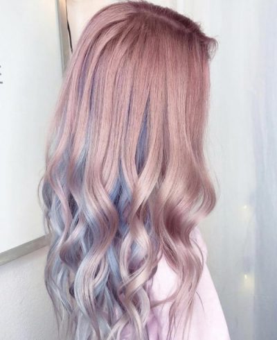 Pink and blue pastel hair color