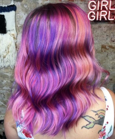 A blend of jewel-toned hair colors