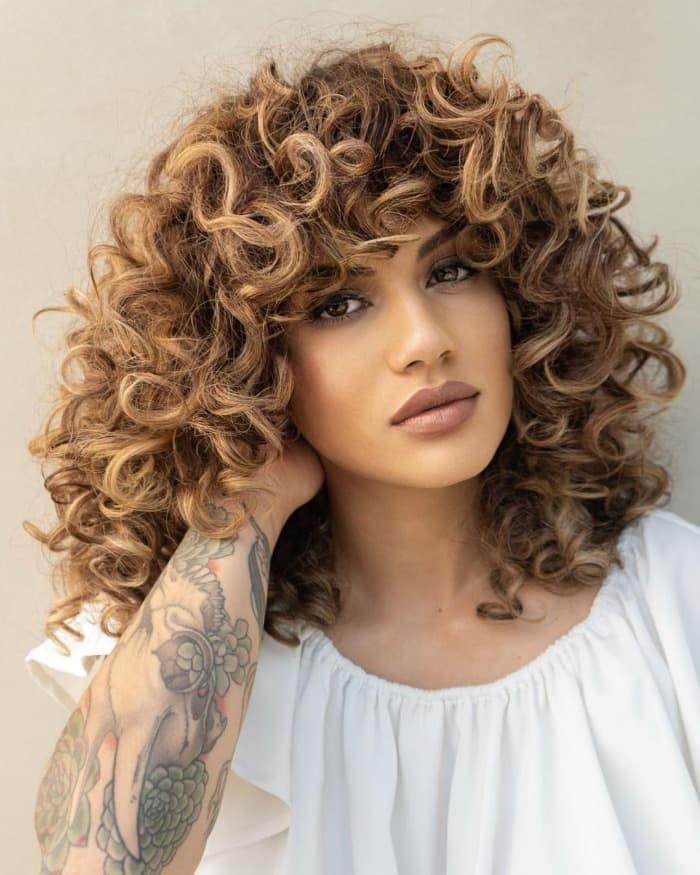 Golden Shoulder Length Volume Curls 