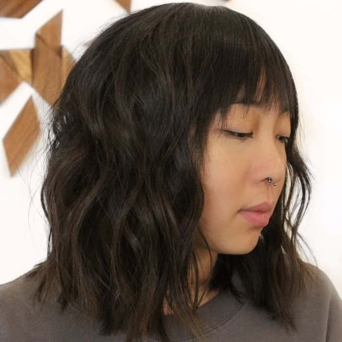 Textured Lob with Bangs