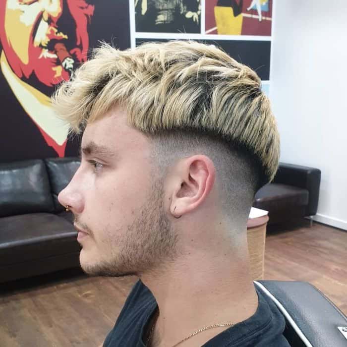 Platinum Blonde Disconnected Undercut & Straight Hair Forward Sweep