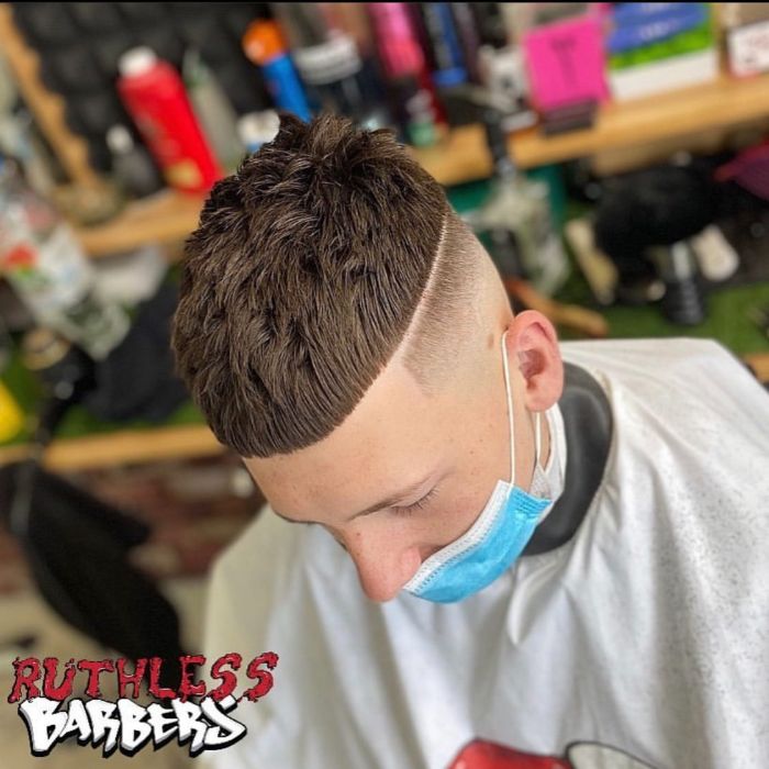 High Fade with Hard Part