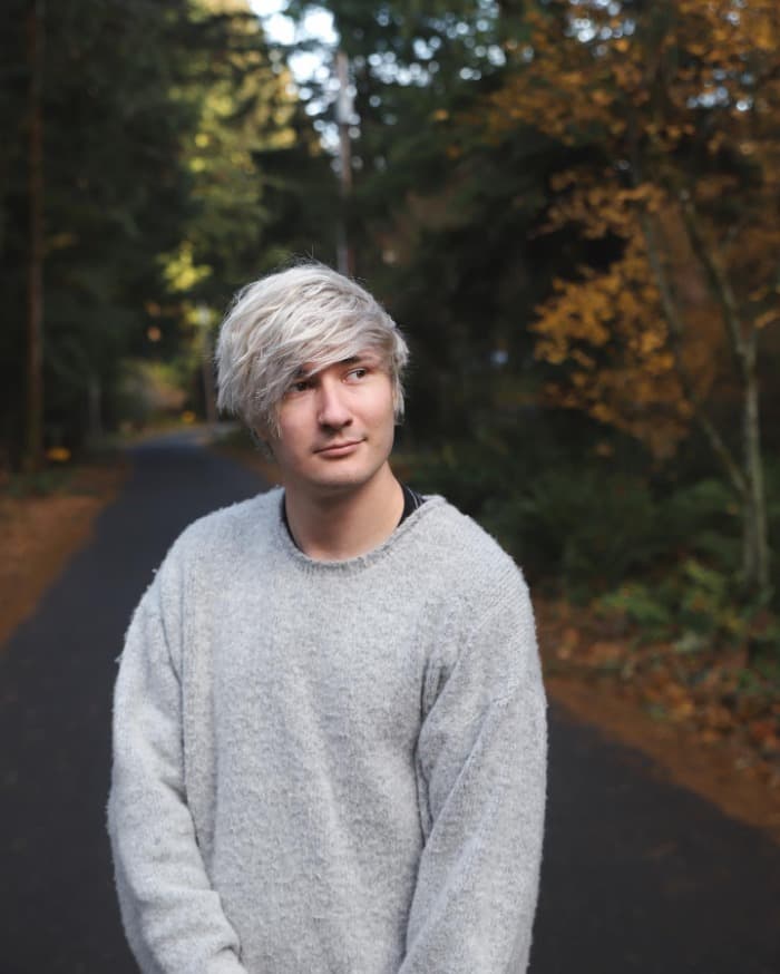 Black to Blue Messy Swept Fluffy Boy Hair