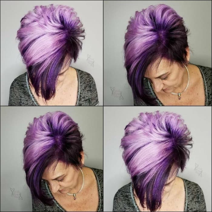 Colorful Textured Pixie with Purple Shadow root