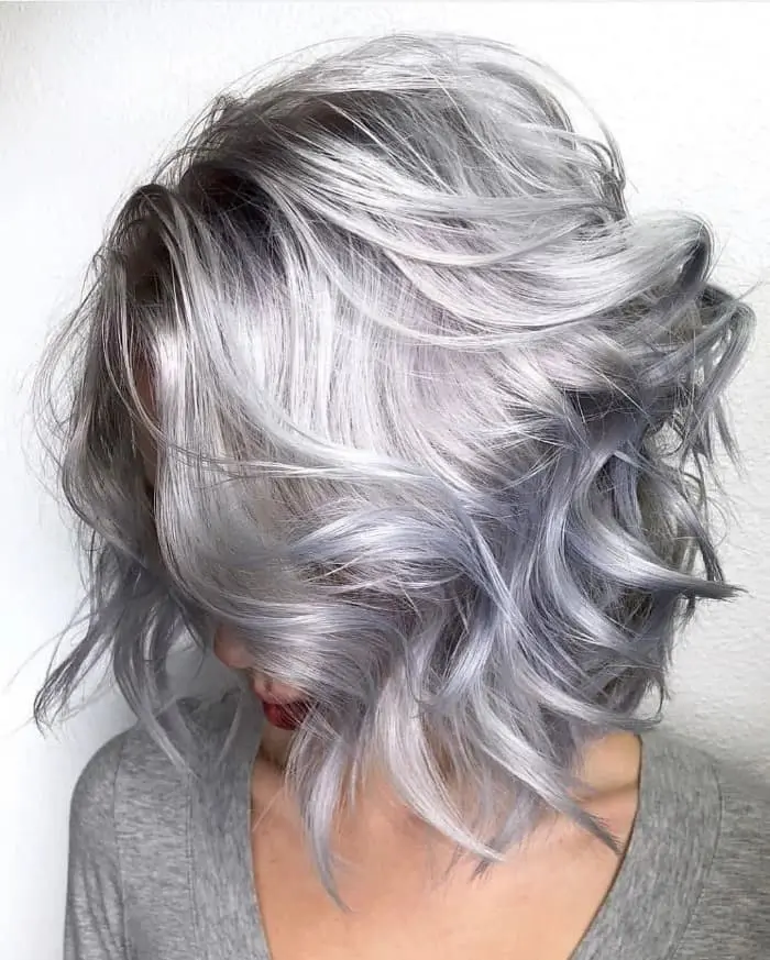 Smoky silver gray hair color
