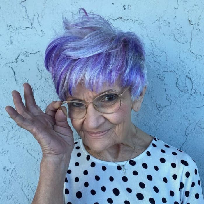 Pixie with Lavender Peekaboo Highlights
