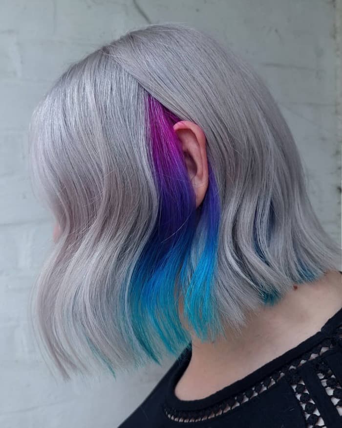 Silver Hair with Peekaboo Highlights