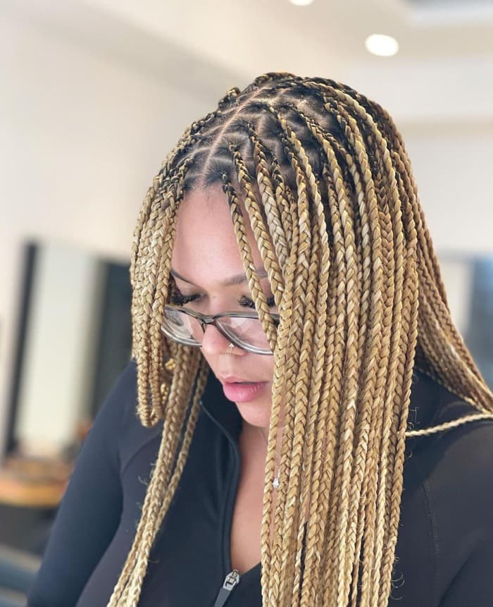 New Trend: Box Braids with Thread Wrapped Braids Mixed In