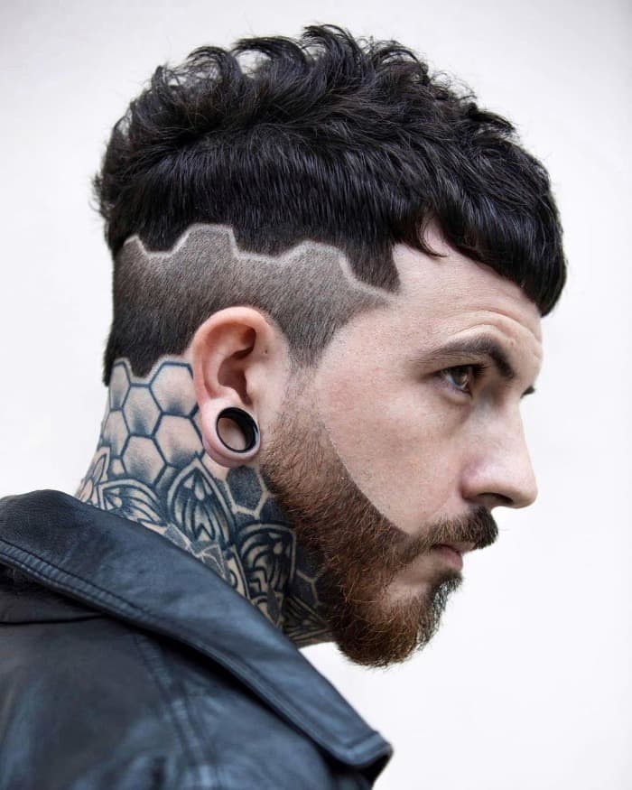 Angled Undercut with Thick Beard