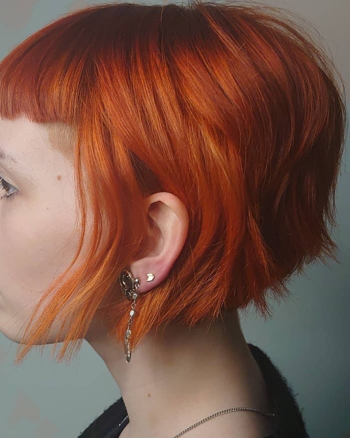 Bold Copper-Red Bob With Single-Point Back