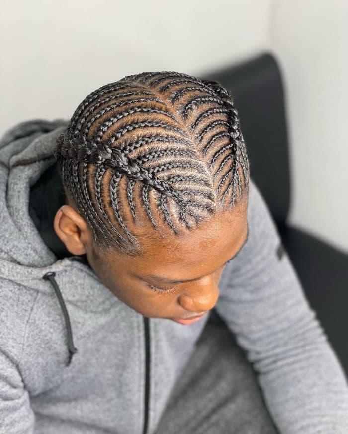 fishbone cornrows for men