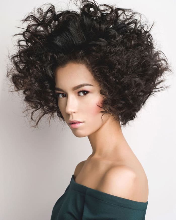 Short Stacked Bob with Voluminous Curls