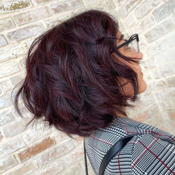 Chestnut and Burgundy Bob with Layers