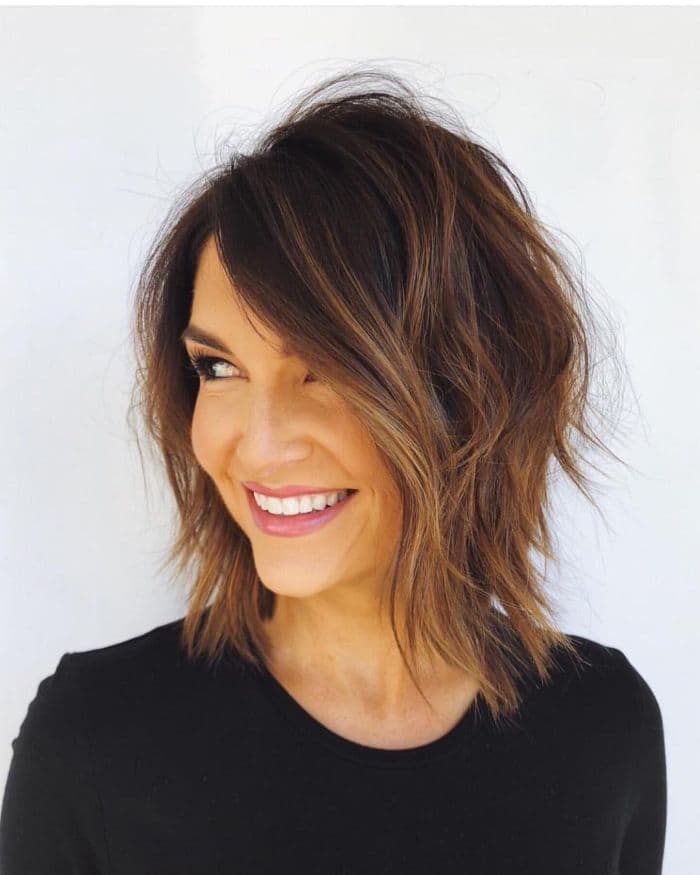 Collarbone Length Layered Bob with Highlights
