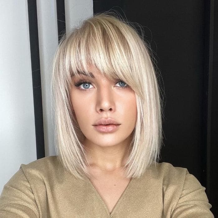 Classic Straight Blunt Bob with Long Bangs