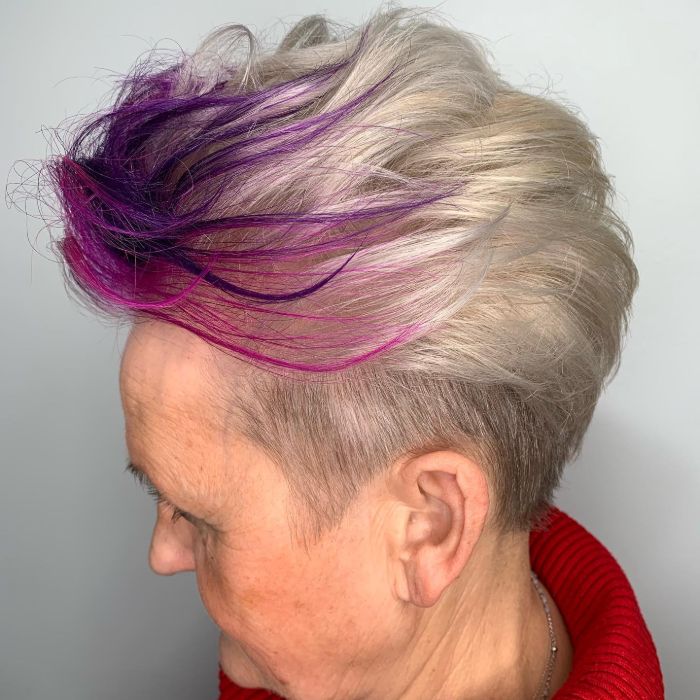 Short Blonde Hair with Pink Highlights
