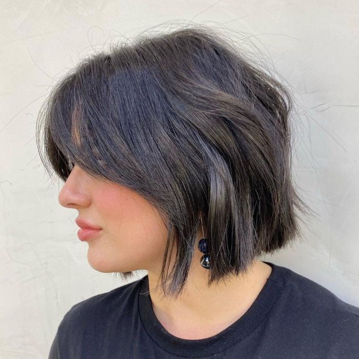 Textured Blunt Bob with Bangs