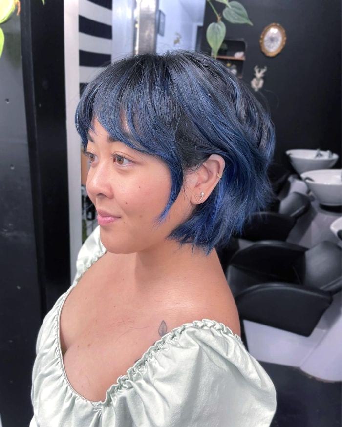 Voluminous Blue French Bob Hair