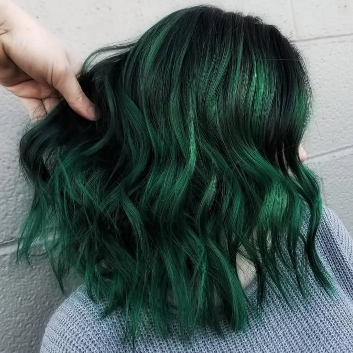 Emerald Hued Balayage For Black Hair