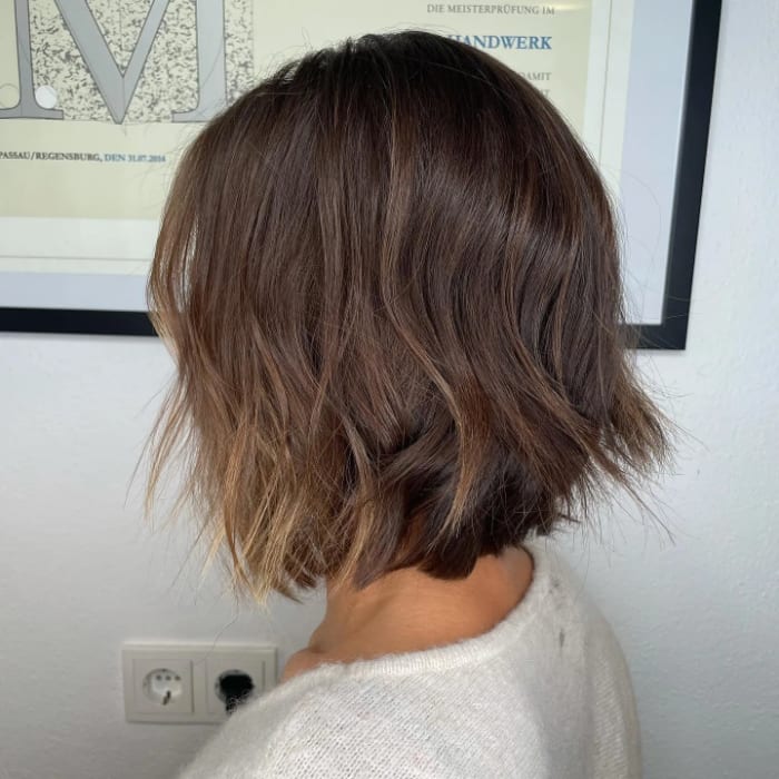Mahogany Brown Balayage for Short Hair