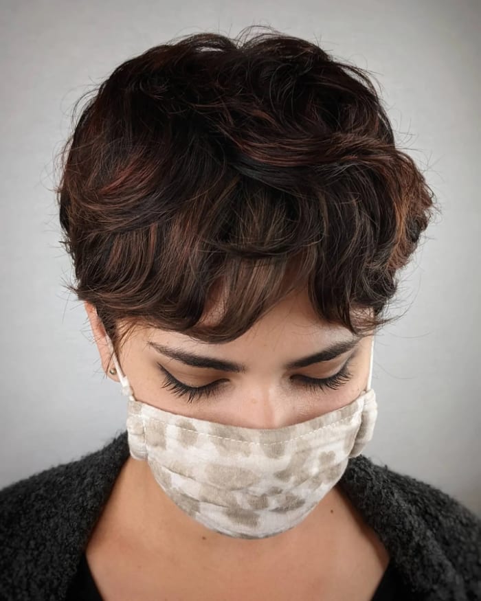 Pixie Cut with Red and Blonde Balayage