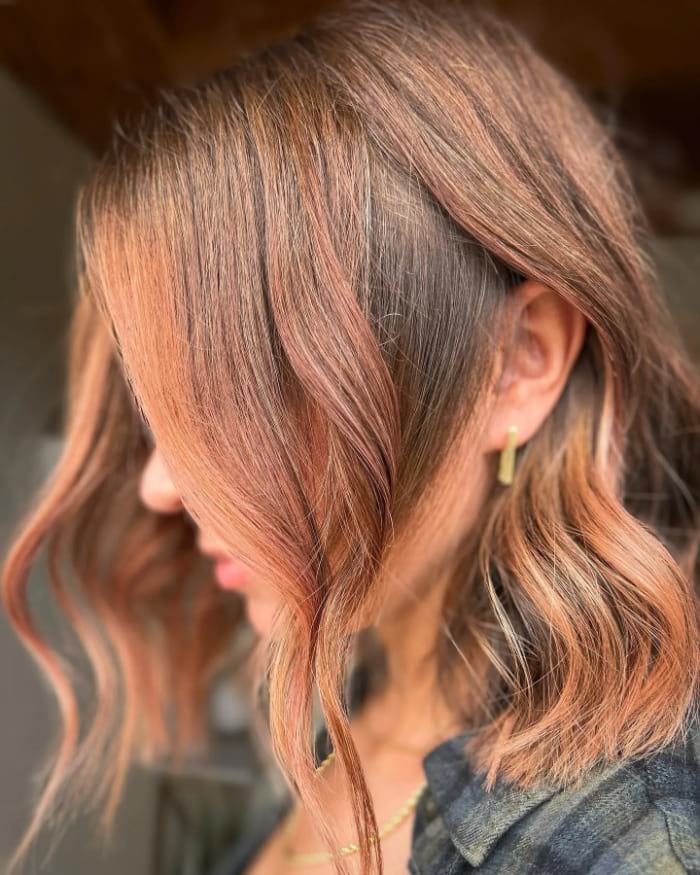 Short Shaggy Rose Gold Balayage