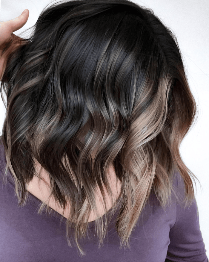 Balayage Lob on Wavy Hair