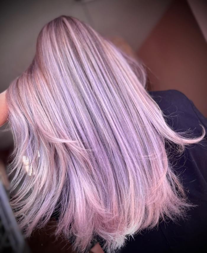 Lilac Frost Balayage on Straight Hair
