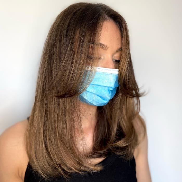 Sleek Balayage with Bangs