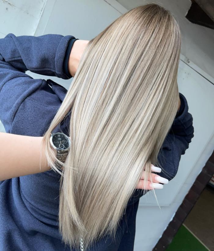 Straight Silvery Blonde Hair