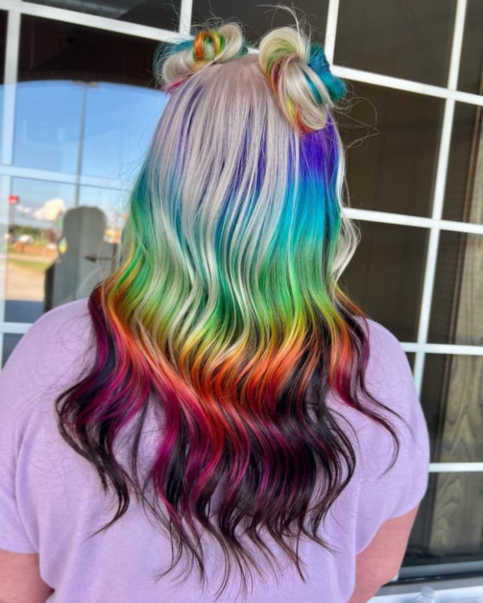 Tight Rainbow Ombre Curls