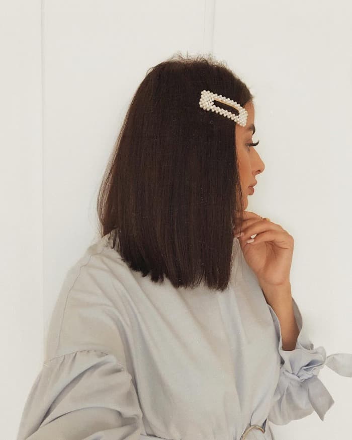 Straight-Hair Barrette Hairstyle