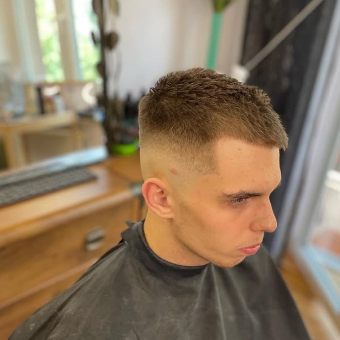 Crew Cut With High Skin Fade And Texture